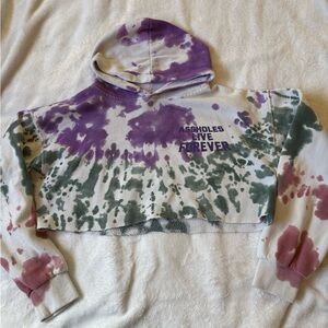 Assholes Live Forever Tye Die Cropped Hoodie- L
